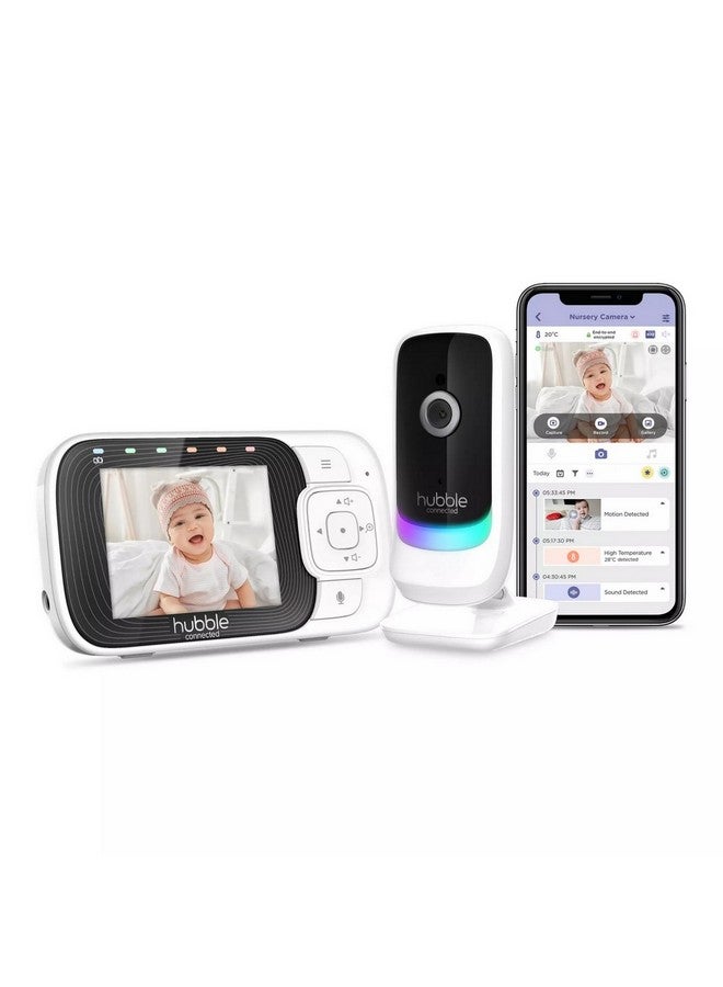 Hubble Nursery Pal Essentials Smart Baby Monitor with Fixed Camera White and Black 11.5 x 18 x 7.2 cm 4499-WHAE-01 - Image 1